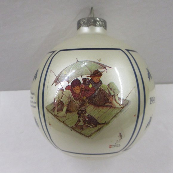 Norman Rockwell 1991 Fisherman's Paradise Glass Ball Ornament Ltd Ed Schmid - Picture 2 of 12